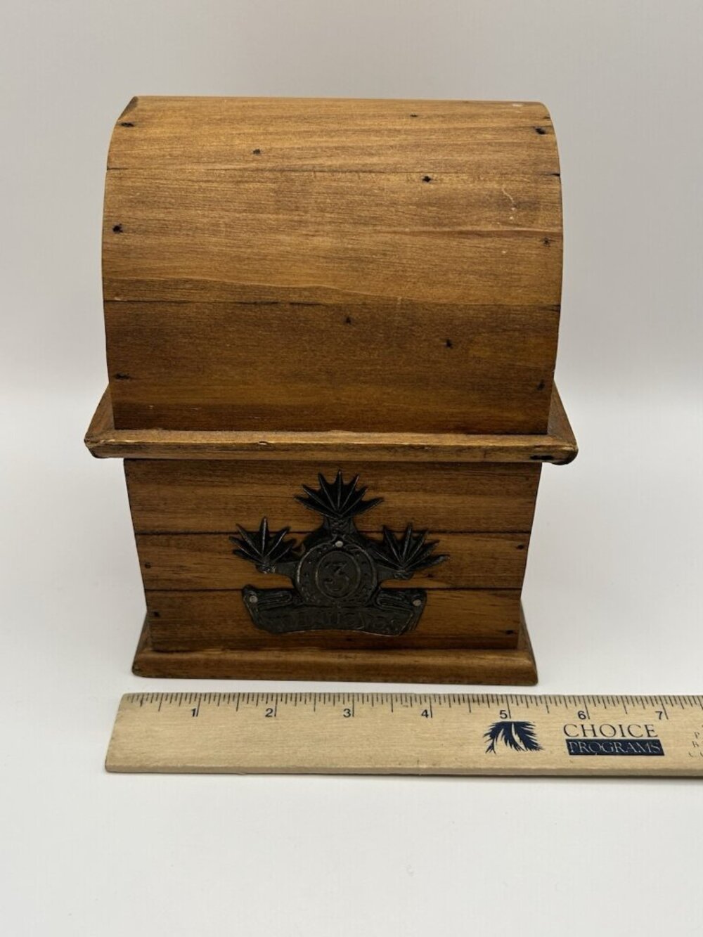 Vintage 3 Magueyes Wooden Box Chest Dome Lid Rustic Primitive Decor Jewelry Box - Picture 13 of 14